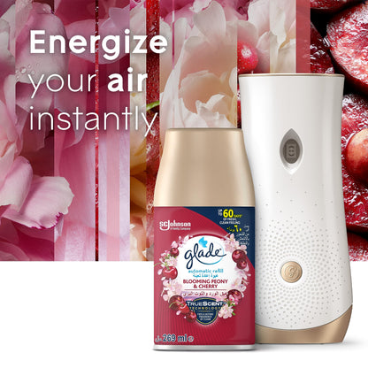 Glade Automatic Spray Refill Blooming Peony & Cherry Air Freshener, For Up To 60 Days Of Automatic Freshness, 2 x 269ml