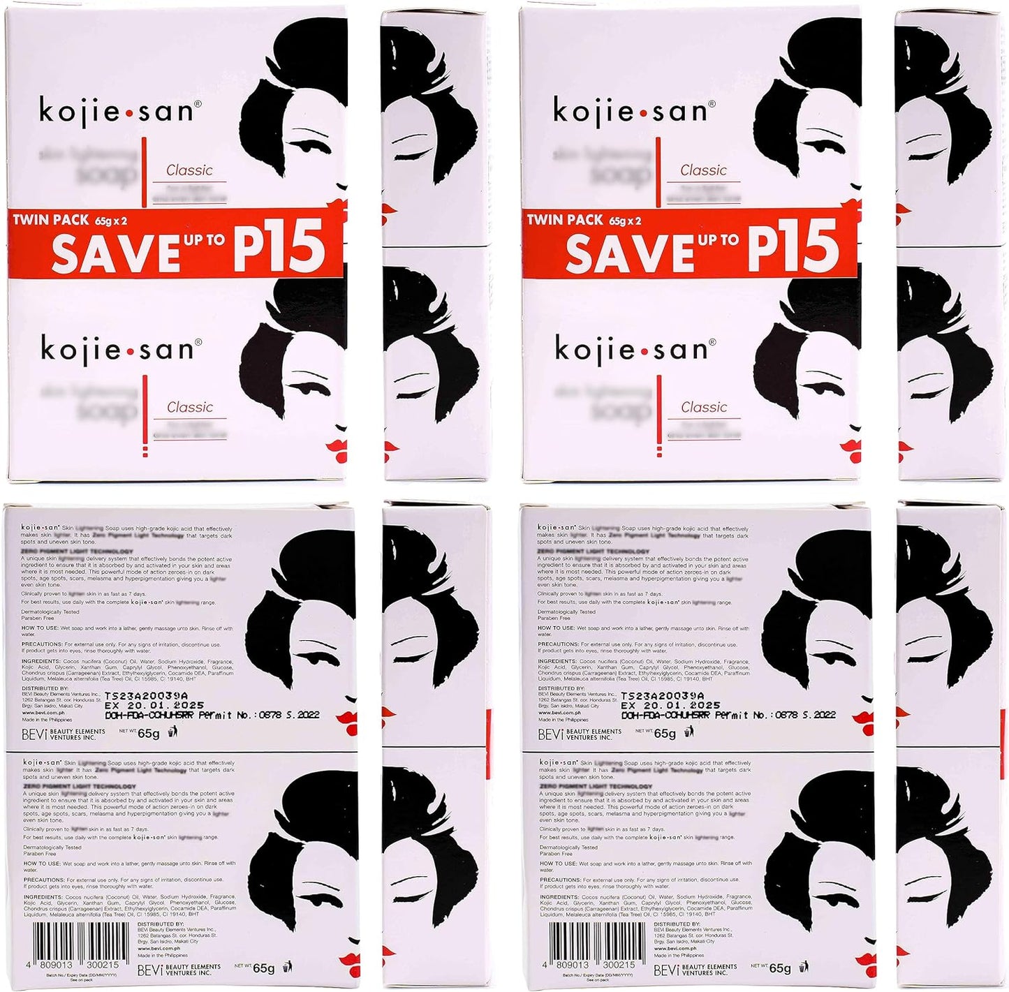 Kojie San 3 x 65G Kojie San Skin Kojic Acid Lightening Soap in Industry-leading Frustration Free Packaging