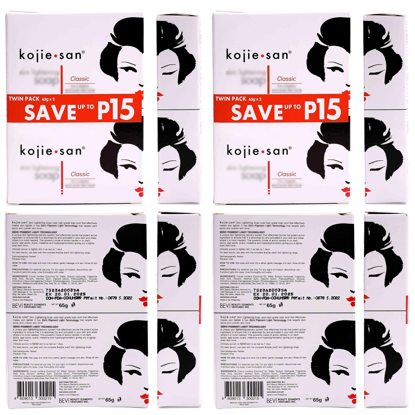 Kojie San 3 x 65G Kojie San Skin Kojic Acid Lightening Soap in Industry-leading Frustration Free Packaging