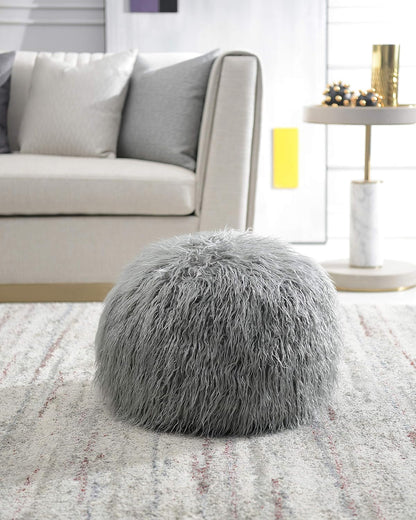 Comfortland Faux Fur Ottoman Stool (Empty & New), Fuzzy Pouf Cover, Fluffy Poof Ottomans, Furry Unstuffed Foot Rest with Storage for Living Room, Bedroom, or Gifts White