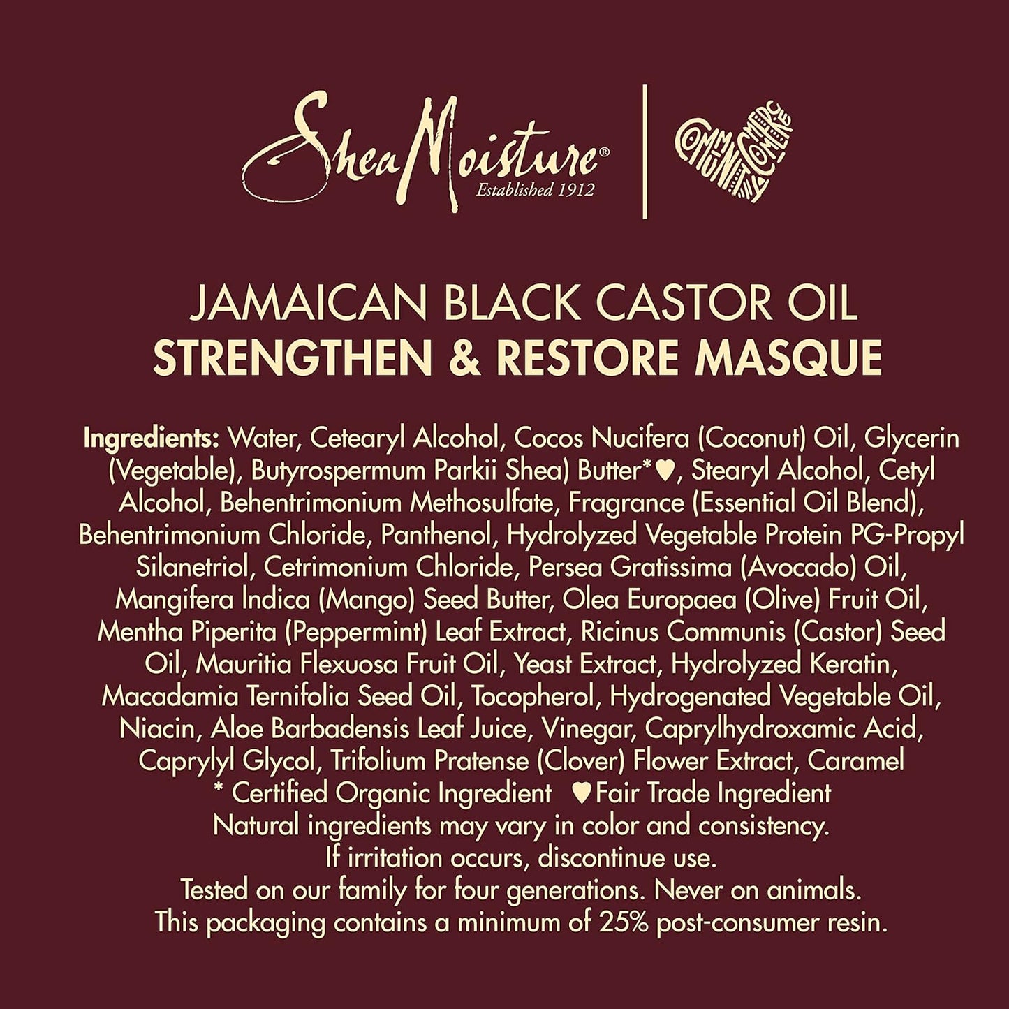 Shea Moisture Jamaican Black Castor Oil Strengthen & Restore Treatment Masque, 326g