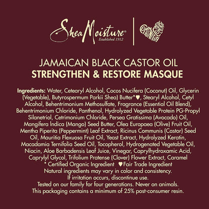 Shea Moisture Jamaican Black Castor Oil Strengthen & Restore Treatment Masque, 326g