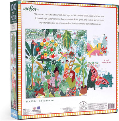 eeBoo: Piece and Love Plant Ladies 1000 Piece Square Adult Jigsaw Puzzle, Puzzle for Adults and Families, Glossy, Sturdy Pieces and Minimal Puzzle Dust