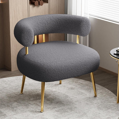 SEYNAR Mid Century Sherpa Boucle Accent Chair, Round Upholstered Barrel Arm Chair for Small Spaces, Fluffy Side Corner Sofa Chair for Living Room, Bedroom, Vanity, Office, Reading Nook(Black)