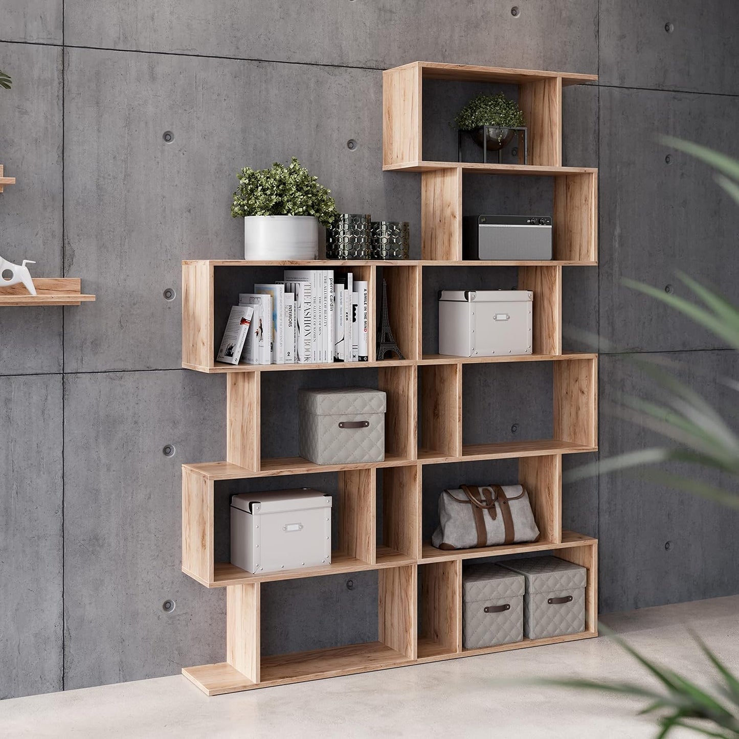 RICOO WM071-WM Shelf 129 x 70 x 25 cm, Standing Shelf, White Matt, Wooden Bookcase, Wall Shelf, Small Shelf, Shelves & Shelves, Narrow Shelf, Office Bookshelves, Small Shelf, Small Office Shelf