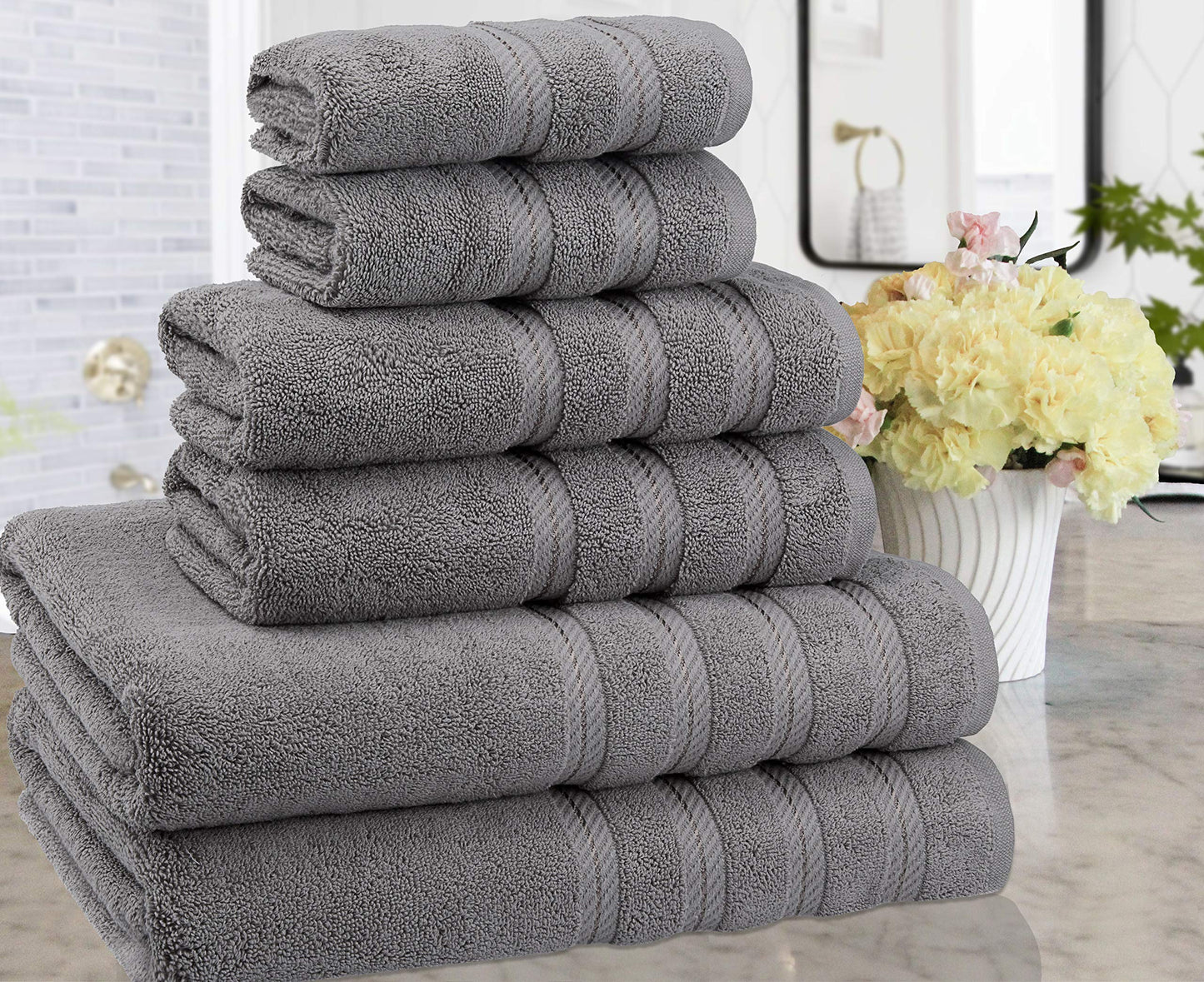 American Soft Linen Bath Linen Sets, 4 Pack Bath Linen Sets for Your Bathroom, Salem Luxury 100% Turkish Soft Twist Cotton, 13 x 13 inches Premium Quality Bath Linen Sets, Black