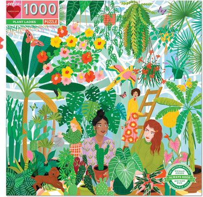 eeBoo: Piece and Love Plant Ladies 1000 Piece Square Adult Jigsaw Puzzle, Puzzle for Adults and Families, Glossy, Sturdy Pieces and Minimal Puzzle Dust