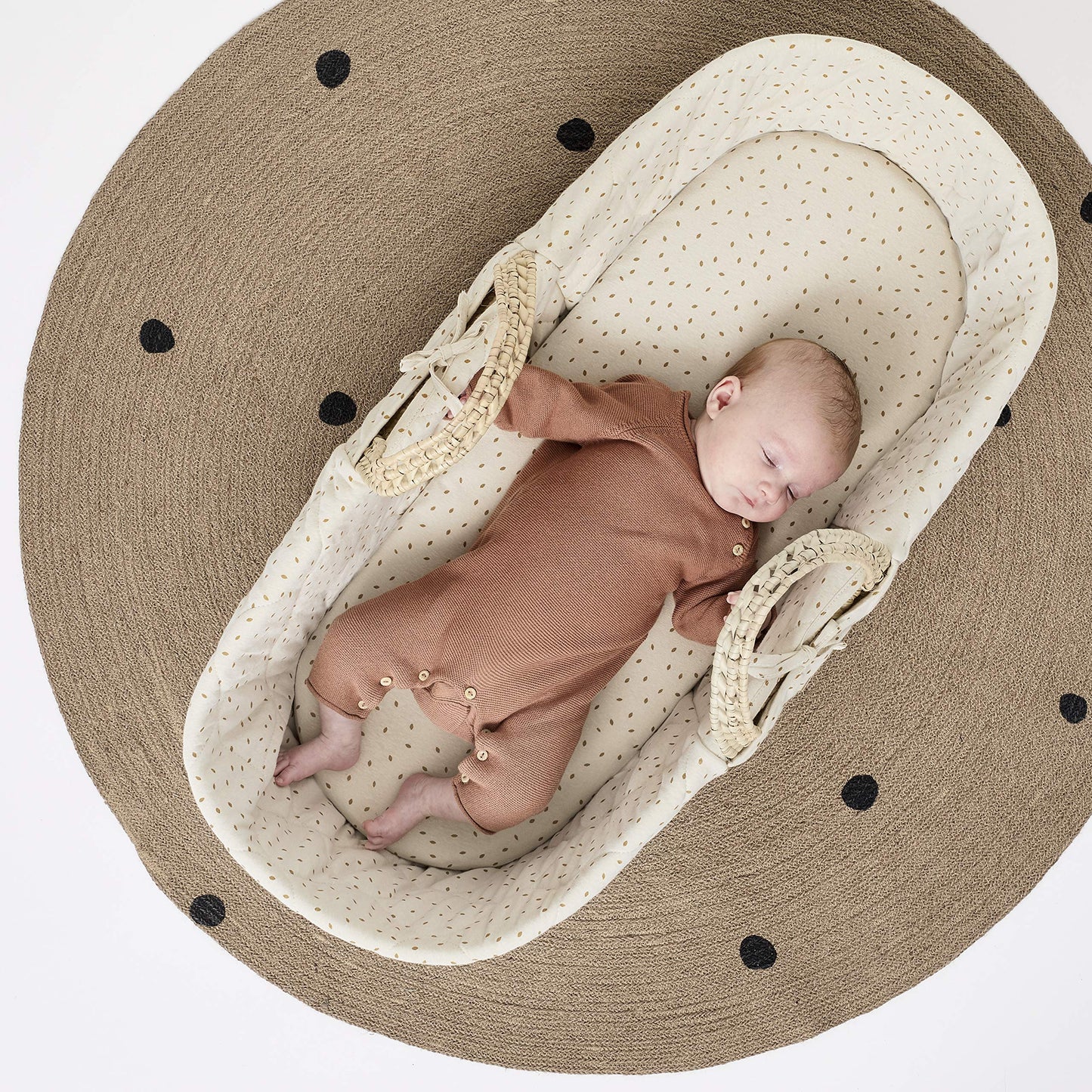 The Little Green Sheep Moses Basket Fitted Sheet |Unique organic linen and cotton blend|Breathable|Regulate to baby's temperature | 100% certified organic materials(30x70cm - 35x75cm)-Dove Rice