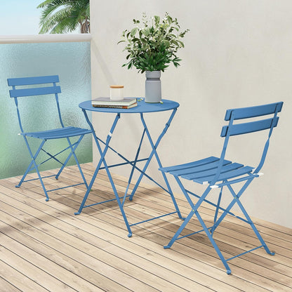 Grand patio Premium Steel Patio Bistro Set, Folding Outdoor Patio Furniture Sets, 3 Piece Patio Set of Foldable Patio Table and Chairs, Pea Green