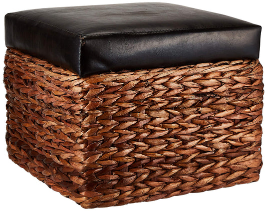 Harmony 2724623307022 1PC OTTOMAN WOVEN BY GRASS RECT TYPE32*32*27CM DARK BROWN COLOR 2SREOTGR13704-S-S