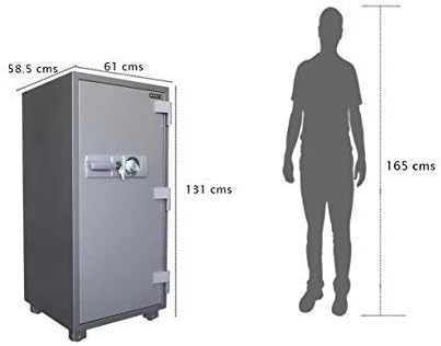 Mahmayi Secureplus 680-4Dk 4 Drawer Fire Filing Cabinet 222Kgs - Secure Steel Safe with Centralized Lock, Stylish Grey Finish for Office Use and Document Protection (4 Drawers, Key + Dial)