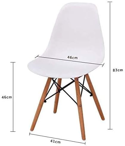 Mahmayi Eames Style Chair with Walnut Wood Legs Eiffel Dining Room Chair - Lounge Chair Without Arms Chair Seat Wooden Wood Dowel Leg Eiffel Legged Base Molded Plastic Seat Dining Chair - White