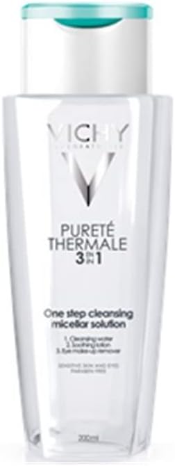 Vichy Pureté Thermale One Step Micellar Water Face Toner & Makeup Remover, Alcohol Free Facial Cleanser with Vitamin B5, Non-Drying for Sensitive Skin