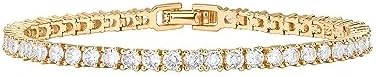 PAVOI 14K Gold Plated 3mm Cubic Zirconia Classic Tennis Bracelet | Gold Bracelets for Women | Size 6.5-7.5 Inch