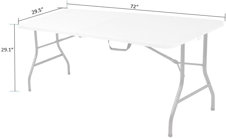 6FT Folding Picnic Table for Outdoor, Portable Fold-in-Half Plastic Dining Picnic Party Table with Carrying Handle (A)