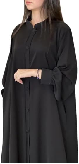 Samaira Fashion Black Plain Abaya Classic Abaya Long Maxi Dress Long Sleeves Evening Dress Abayas for Women Muslim Party Wear Naqab Hijab Burkha