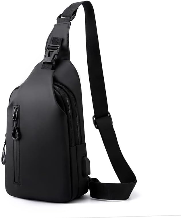 LTLCLZ Sling Crossbody Bag Small Shoulder Backpack for Men，External USB hole design，Waterproof Slim Chest Bags Casual Daypack for Travel Cycling