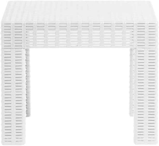 Plastdour Side Table Outdoor Low Table Patio Furniture Plastic Side Table Square Table Rattan Furniture Balcony Table Side Table Outdoor Patio Furniture Rattan Table Garden Table – 50x50x40 cm (White)