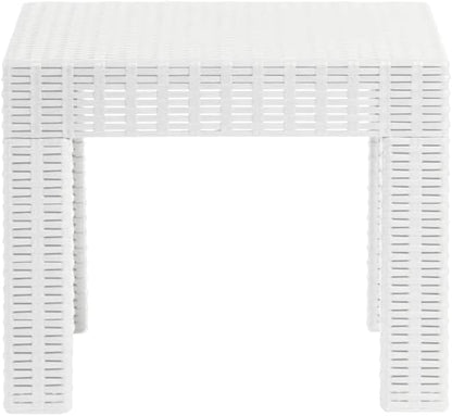 Plastdour Side Table Outdoor Low Table Patio Furniture Plastic Side Table Square Table Rattan Furniture Balcony Table Side Table Outdoor Patio Furniture Rattan Table Garden Table – 50x50x40 cm (White)