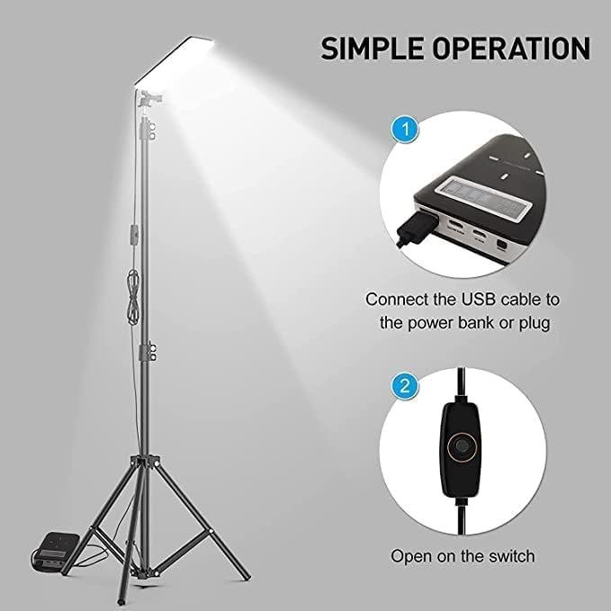 LED Camping Light with Telescopic Tripod,USB Powered Work light,Portable Outdoor Lamp for Emergency Repair,Garden,Tent and Travel Lighting Black, CL01, LED Fishing Light