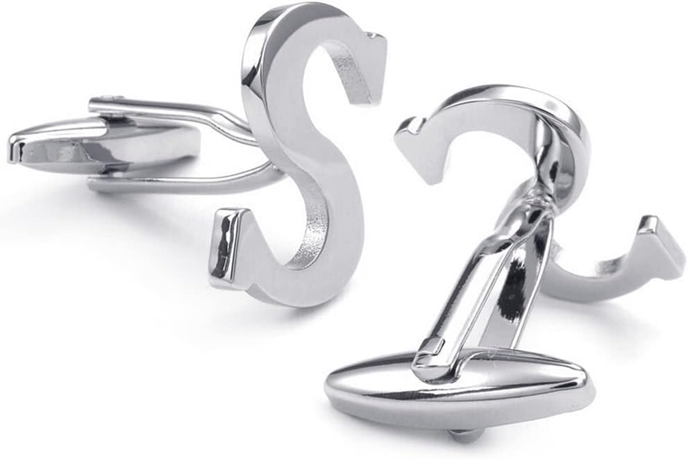 HONEY BEAR Men's Stainless Steel Alphabet Cufflinks with Wrist Collar Wedding Gift