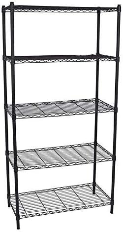 BEONE 5-Tier Wire Storage Shelving Rack Unit for Home Bathroom Kitchen, 5 Shelves Metal Kitchen (5-Tier, Black) Black 7323