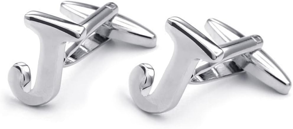 HONEY BEAR Men's Stainless Steel Alphabet Cufflinks with Wrist Collar Wedding Gift