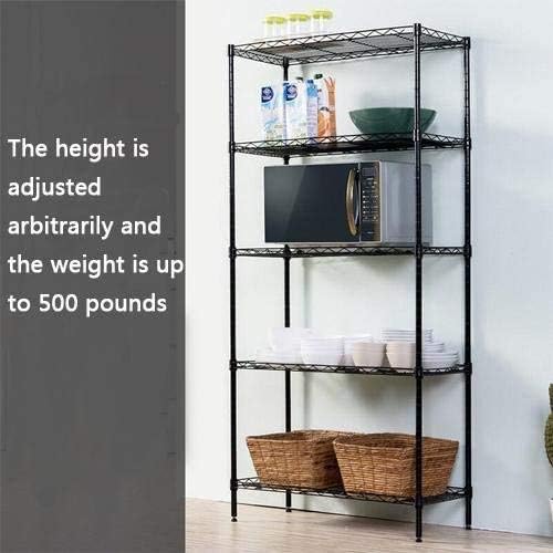 BEONE 5-Tier Wire Storage Shelving Rack Unit for Home Bathroom Kitchen, 5 Shelves Metal Kitchen (5-Tier, Black) Black 7323