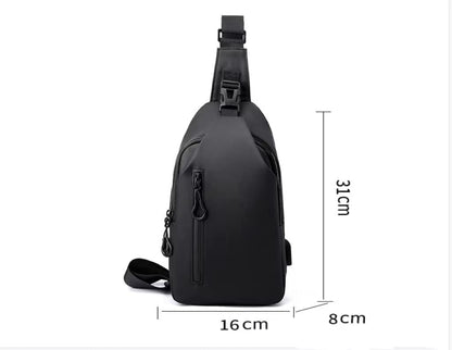 LTLCLZ Sling Crossbody Bag Small Shoulder Backpack for Men，External USB hole design，Waterproof Slim Chest Bags Casual Daypack for Travel Cycling