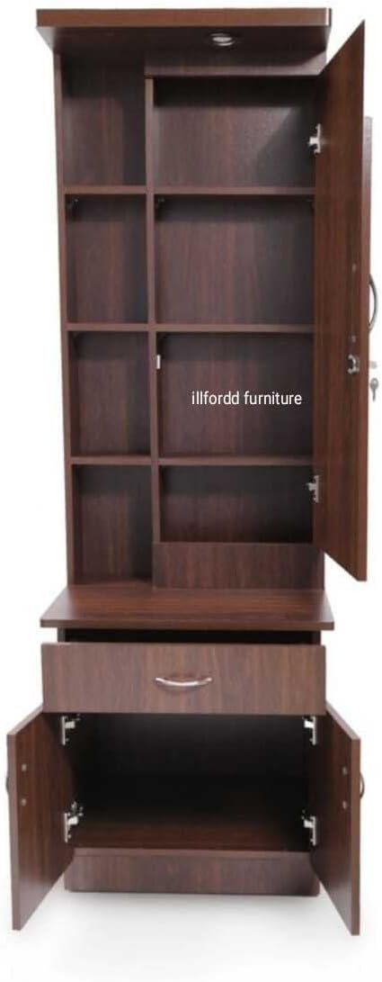 illfordd furniture Dressing Table with Mirror and Storage Cupboard (Color-Light Brown)