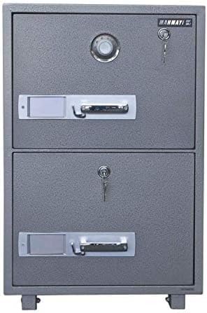 Mahmayi Secureplus 680-4Dk 4 Drawer Fire Filing Cabinet 222Kgs - Secure Steel Safe with Centralized Lock, Stylish Grey Finish for Office Use and Document Protection (4 Drawers, Key + Dial)