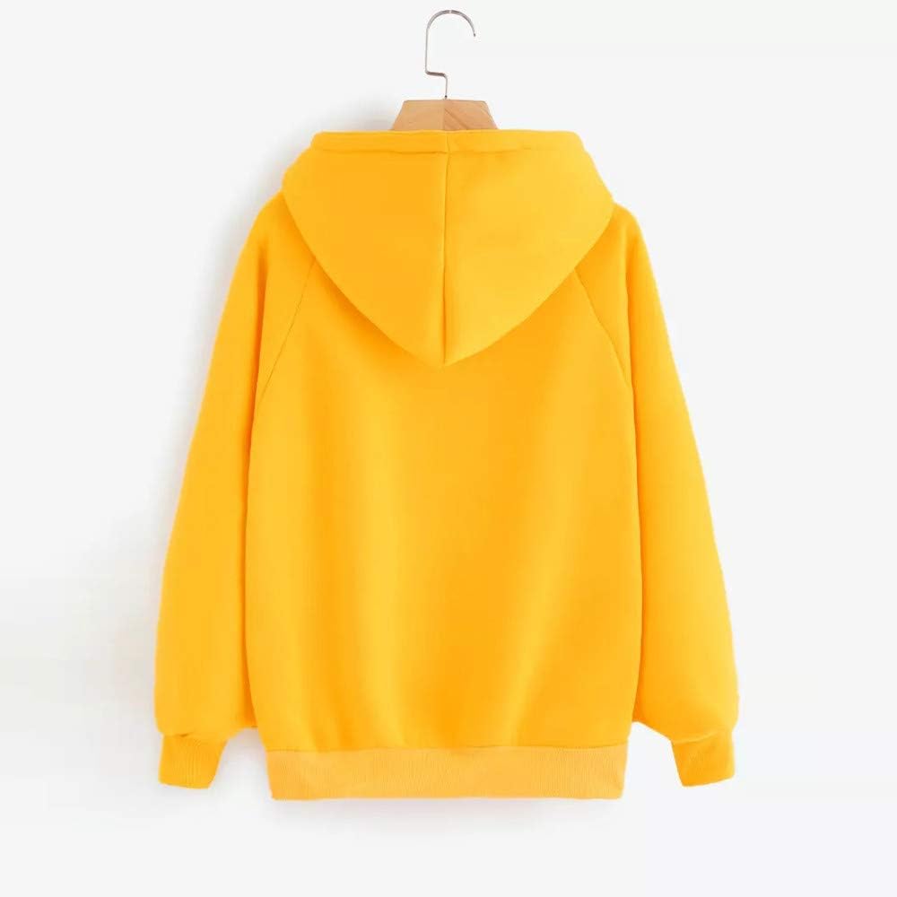 Women Hoodie Sweatshirt Fankle Sale Long Sleeve Drawstring Solid Tops Blouse Coat with Pockets