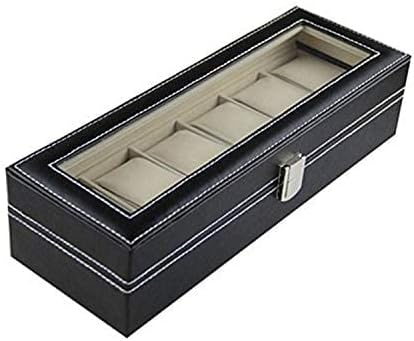 6 Wrist Watches Box Window organizer Box for Save 6Wrist Watches Case Boxes jewelry Display Case Storage Holder (Black)