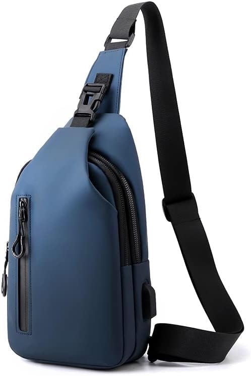 LTLCLZ Sling Crossbody Bag Small Shoulder Backpack for Men，External USB hole design，Waterproof Slim Chest Bags Casual Daypack for Travel Cycling