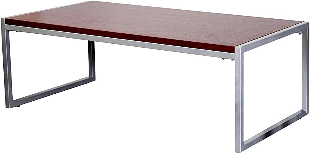 Mahmayi Melamine Cof-120 Coffee Table - Lightweight Stylish & Captivating Modern Melamine Coffee Table with Steel Square Metal Legs - Apple Cherry