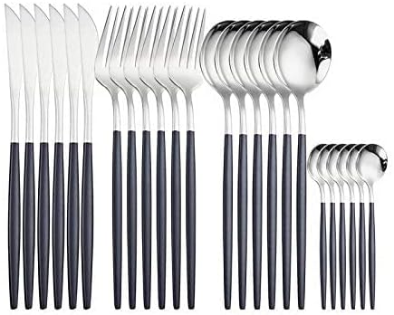 Stainless Steel Western Cutlery Set - 24 Pieces (Black)