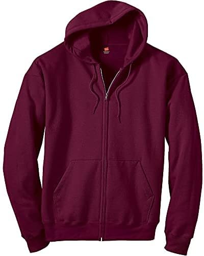 Hanes Men's Hoodie, EcoSmart Fleece Zip-Front Hooded Sweatshirt, Cotton-Blend Fleece Hooded Sweatshirt, Mid-Weight Zip-Up, Charcoal Heather, S