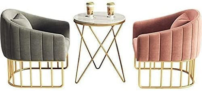 Modern Accent Velvet Chairs Comfy Upholstered Arm Chair Single Sofa With Golden Metal Frame Legs For Living Room Visitor Room (Beige)