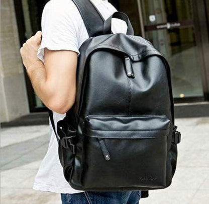 Korean version Fashion Stylish Leather Shoulder bag backpack high capacity travel bag 15inch laptop bag For Men