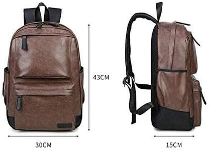 Korean Men leather Shoulder bag backpack schoolbag Leisure bag travel bag laptop bag for men W-8471, Brown