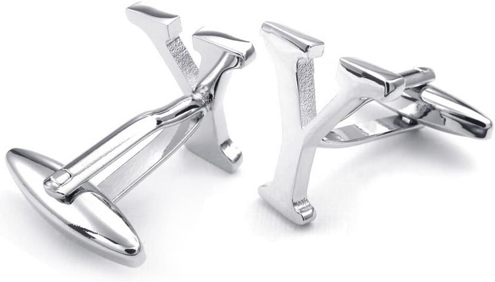 HONEY BEAR Men's Stainless Steel Alphabet Cufflinks with Wrist Collar Wedding Gift