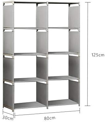 Multi-Function Book Shelf, Double Row 4-Tier Bookshelf Bookcase with 8-Cube Shelves, Simple Assembly Storage Organizer Shelf