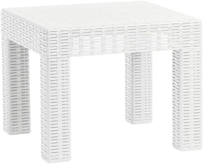 Plastdour Side Table Outdoor Low Table Patio Furniture Plastic Side Table Square Table Rattan Furniture Balcony Table Side Table Outdoor Patio Furniture Rattan Table Garden Table – 50x50x40 cm (White)