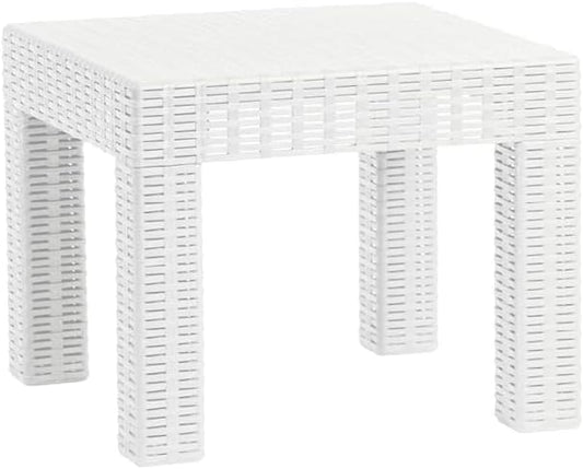 Plastdour Side Table Outdoor Low Table Patio Furniture Plastic Side Table Square Table Rattan Furniture Balcony Table Side Table Outdoor Patio Furniture Rattan Table Garden Table – 50x50x40 cm (White)