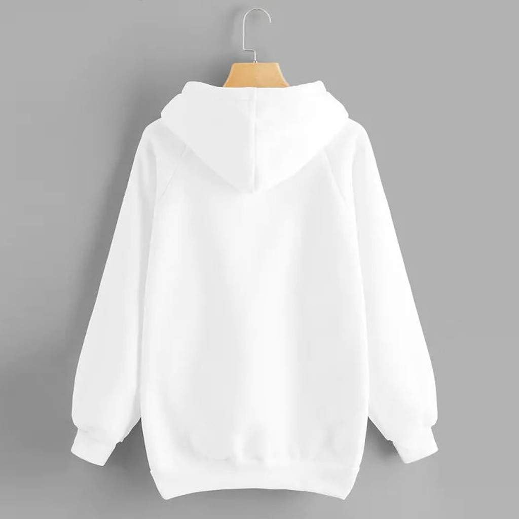 Women Hoodie Sweatshirt Fankle Sale Long Sleeve Drawstring Solid Tops Blouse Coat with Pockets