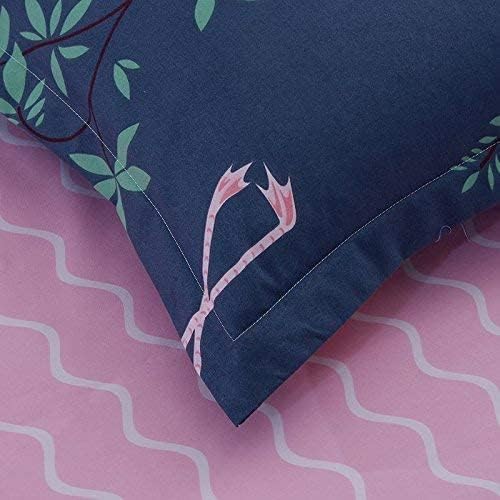 Golden Home King Size/Single Size Bedsheet duvet cover pillow case 6pcs One Set High Cotton Quality Bedding Set Kids' Duvet Covers (Blue＆Pink, Single Size)