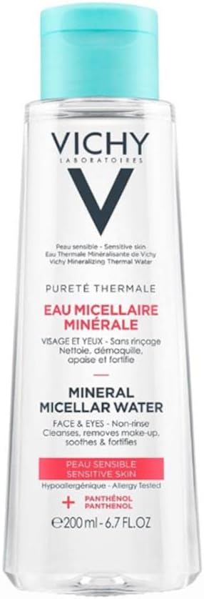 Vichy Pureté Thermale One Step Micellar Water Face Toner & Makeup Remover, Alcohol Free Facial Cleanser with Vitamin B5, Non-Drying for Sensitive Skin