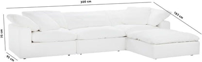 Karnak Cloud 3 Seater Luxury Couch Modern Design Sectional Sofa For Living Room Furniture With Free Installation Color - White