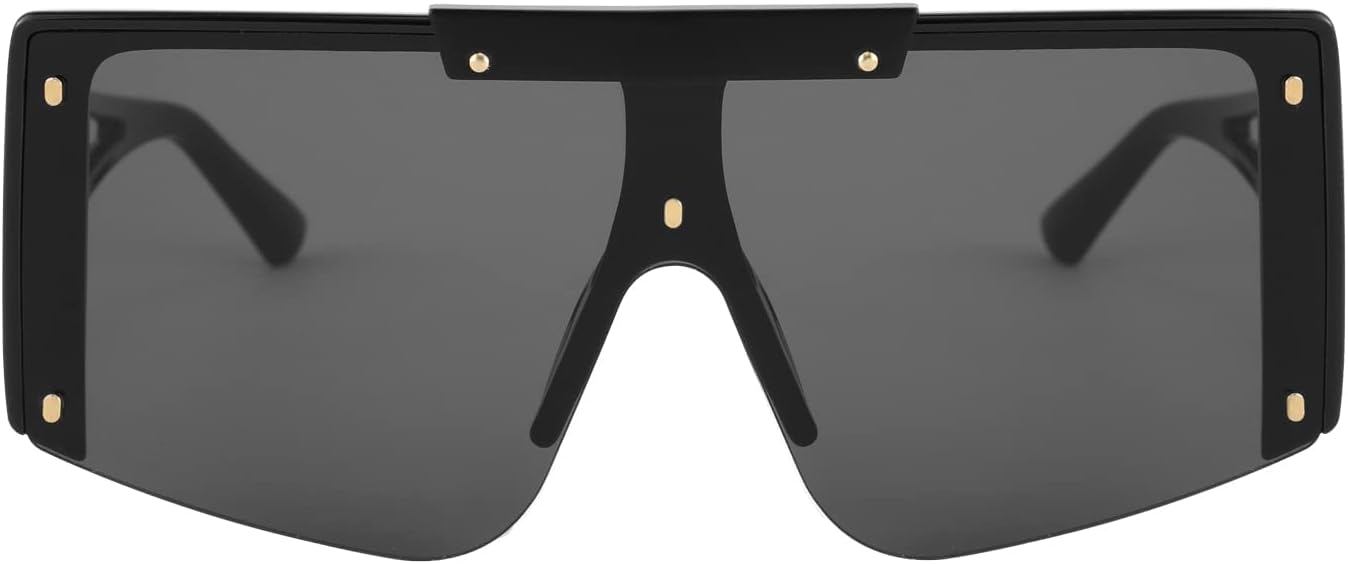 Oversized Square Flat Top Shield Sunglasses One Piece Frameless Stylish Women Men Shades Vintage Frame Shades