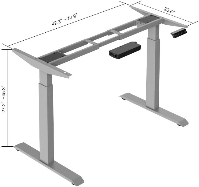 Navodesk Height Adjustable Standing Desk Workstation, Bluetooth Enabled Grey Frame + Top (White, 47 x 30 inch)